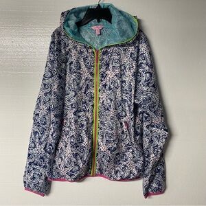 Lilly Pulitzer Jacket Luxletic Weekender Colorful Windbreaker Hooded Lightweight
